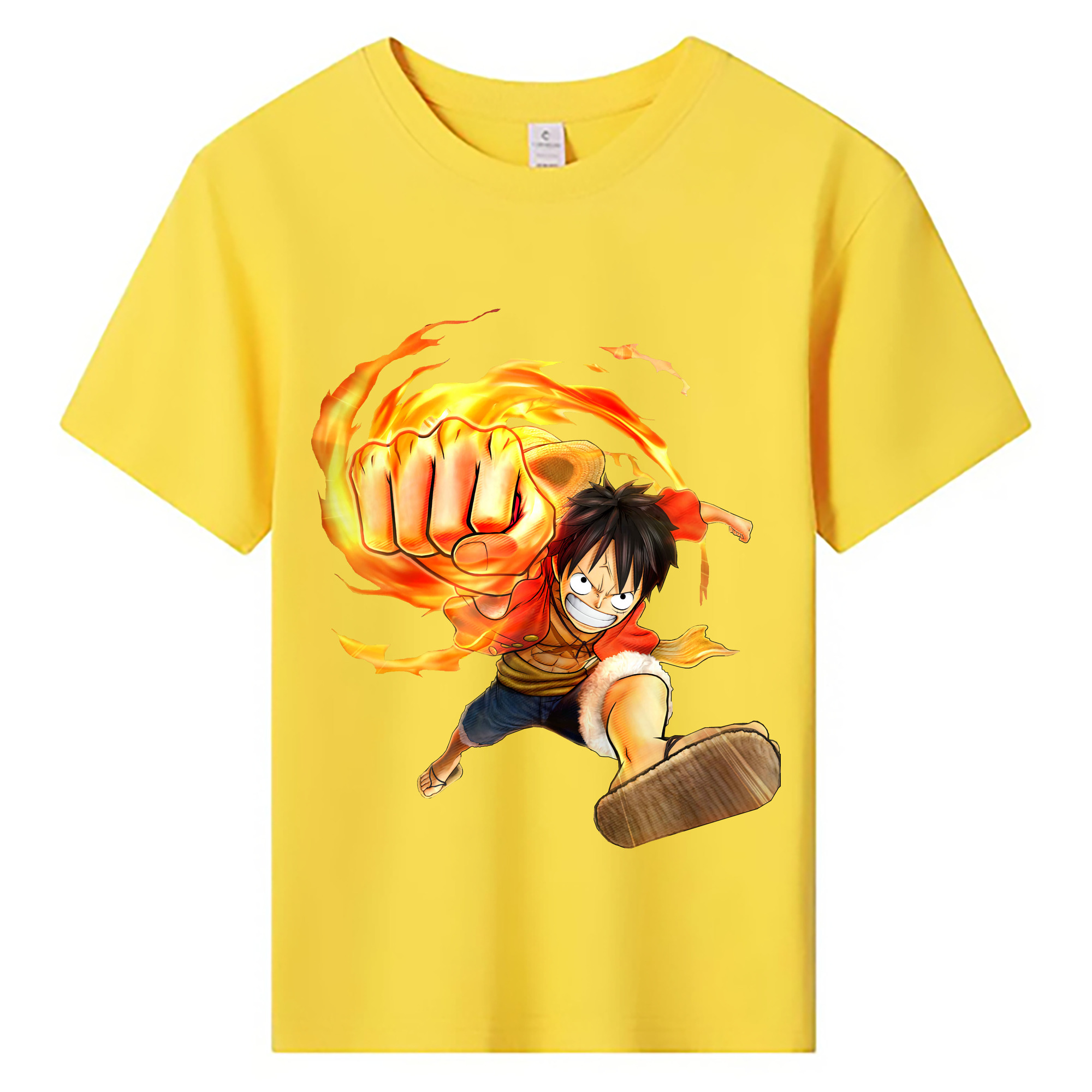 ワンピース モンキー・D・ルフィ ONE PIECE Monkey D. Luffy 綿100％キッズTシャツ（フロントプリント）