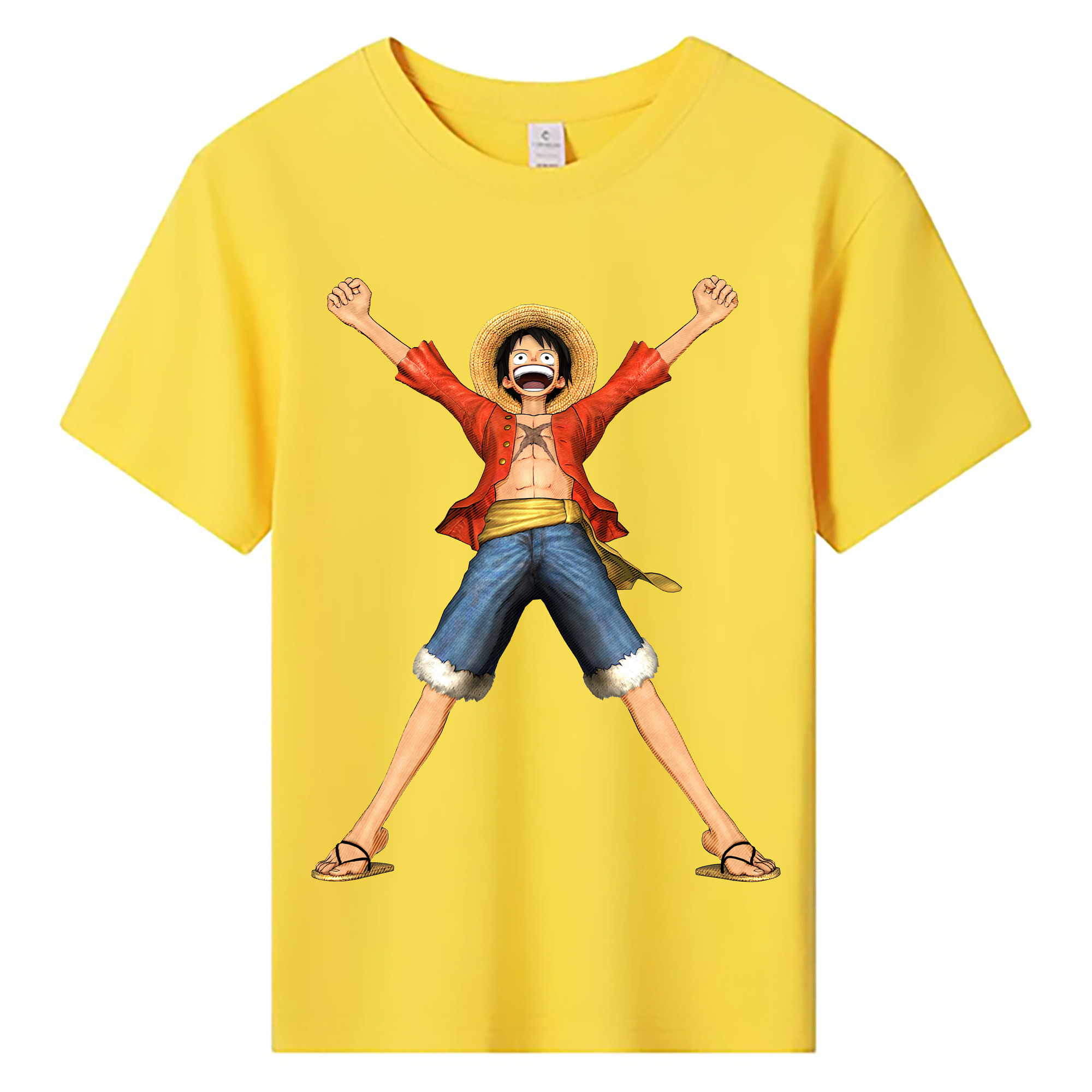 ワンピース モンキー・D・ルフィ ONE PIECE Monkey D. Luffy 綿100％キッズTシャツ（フロントプリント）