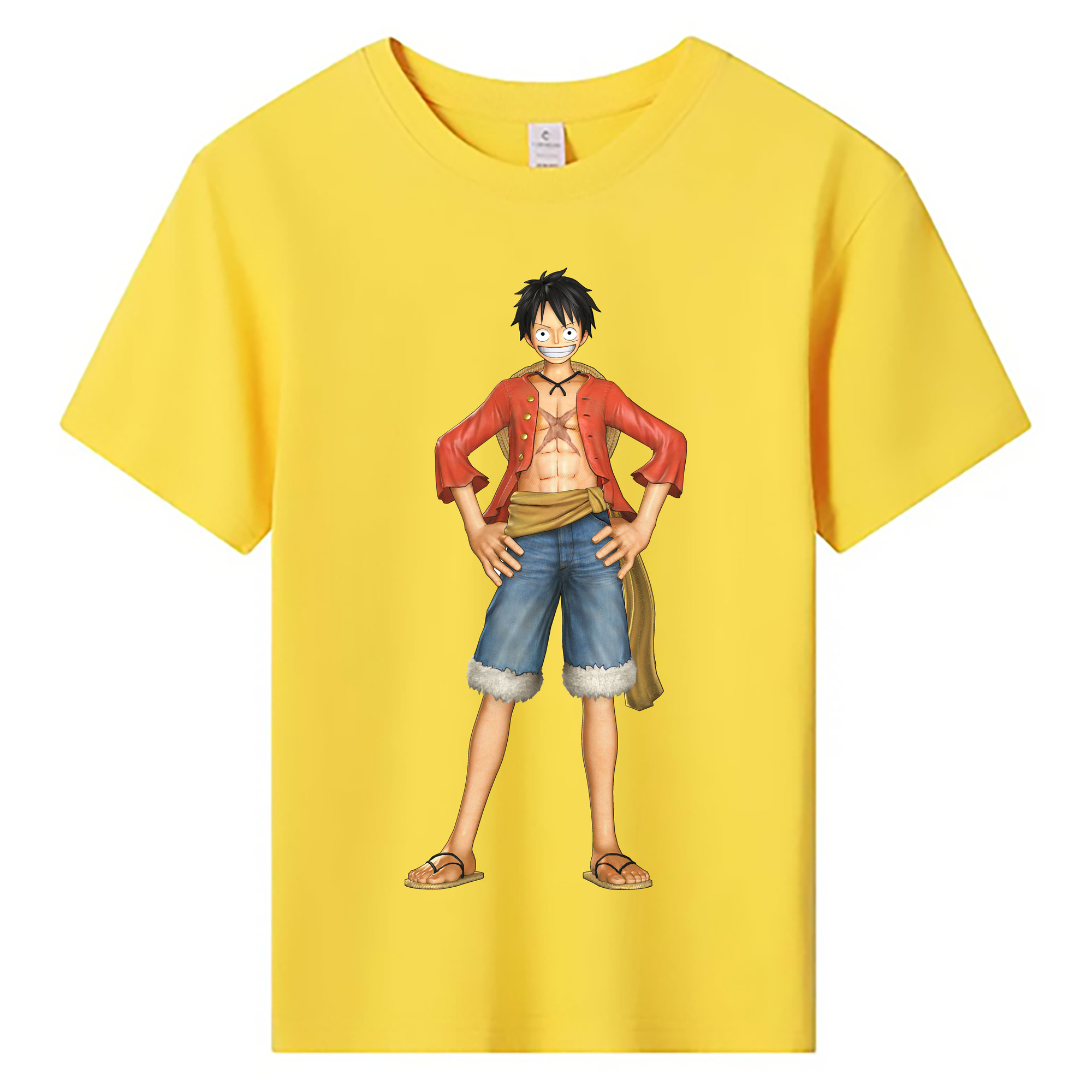 ワンピース モンキー・D・ルフィ ONE PIECE Monkey D. Luffy 綿100％キッズTシャツ（フロントプリント）