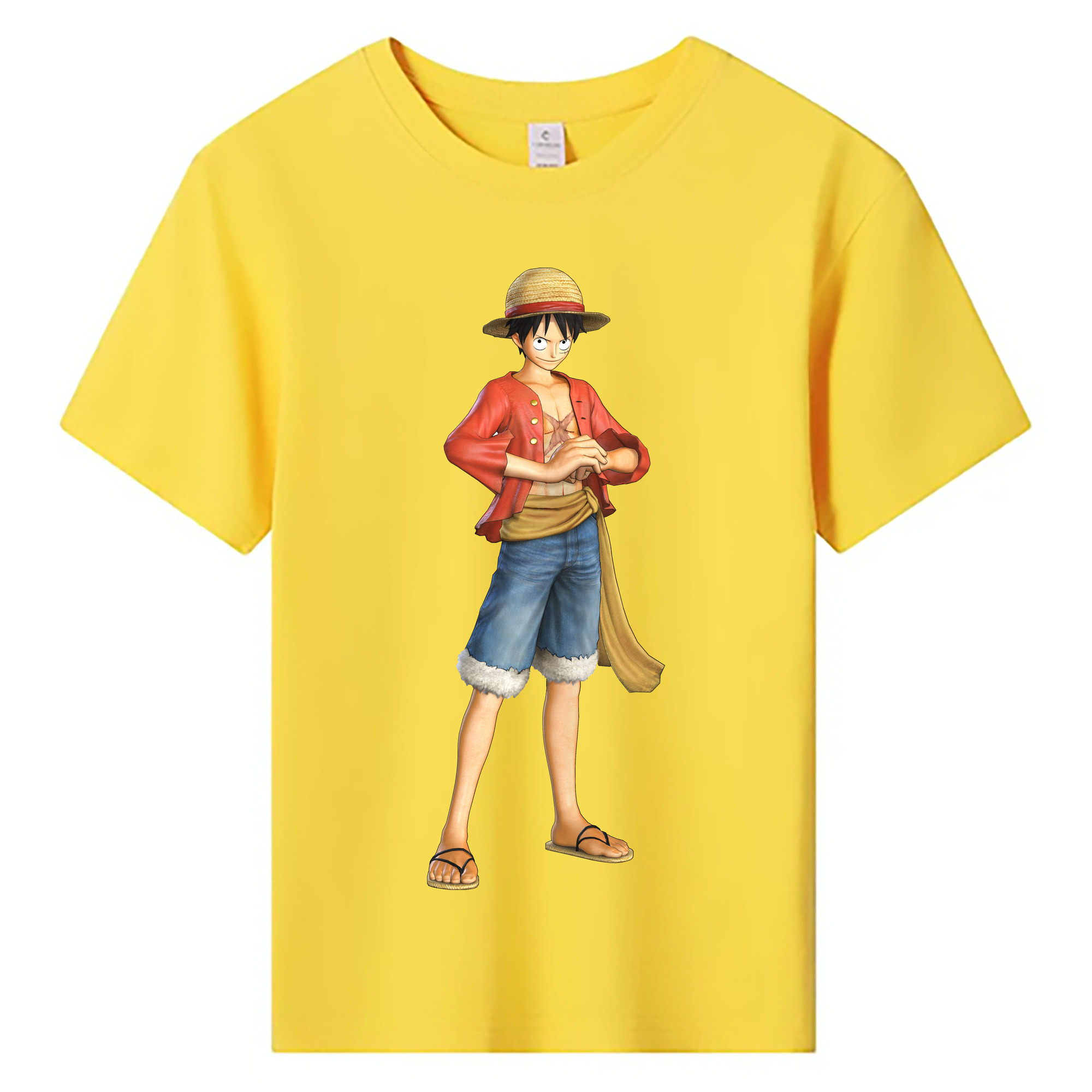 ワンピース モンキー・D・ルフィ ONE PIECE Monkey D. Luffy 綿100％キッズTシャツ（フロントプリント）