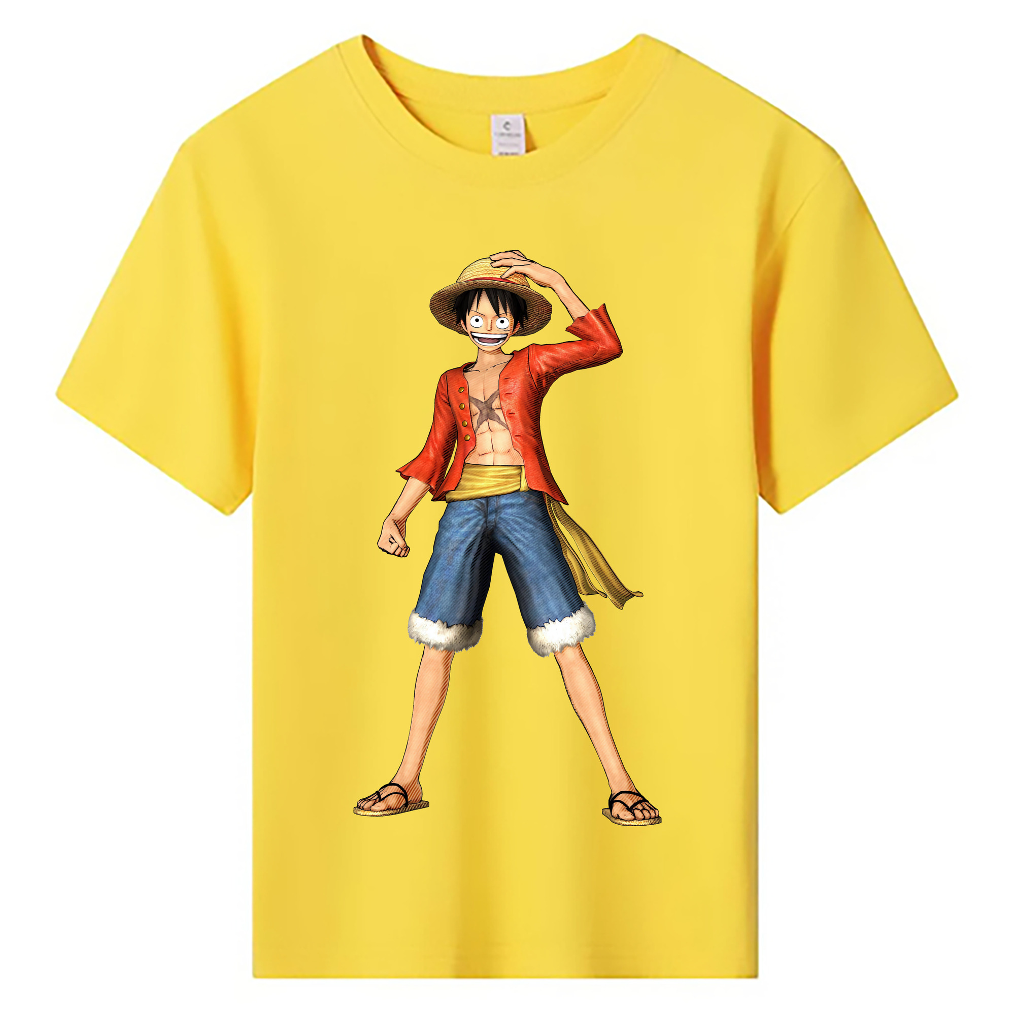 ワンピース モンキー・D・ルフィ ONE PIECE Monkey D. Luffy 綿100％キッズTシャツ（フロントプリント）