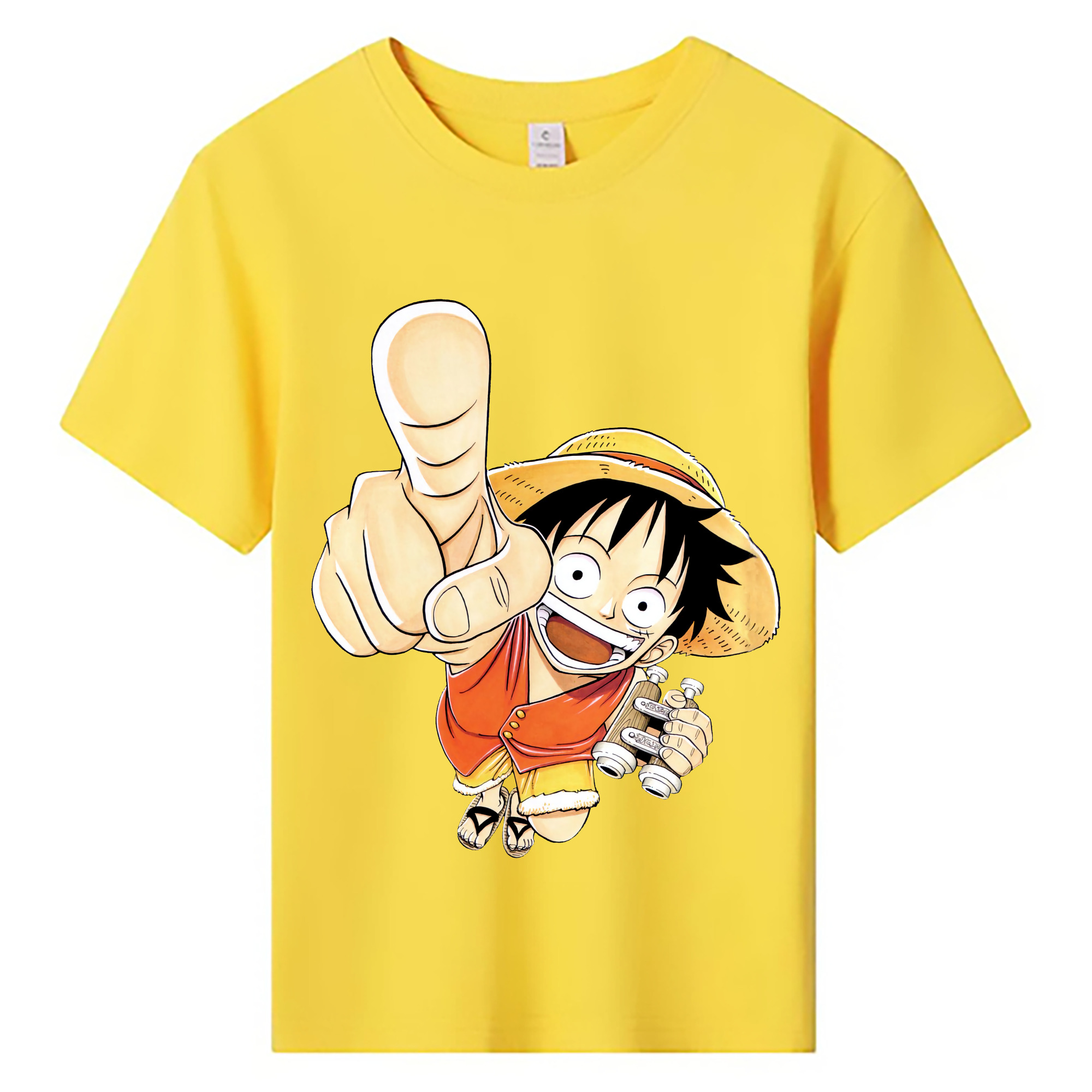ワンピース モンキー・D・ルフィ ONE PIECE Monkey D. Luffy 綿100％キッズTシャツ（フロントプリント）