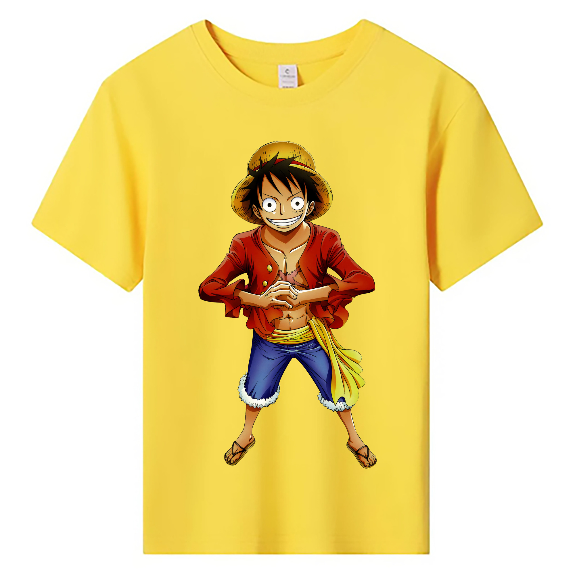 ワンピース モンキー・D・ルフィ ONE PIECE Monkey D. Luffy 綿100％キッズTシャツ（フロントプリント）
