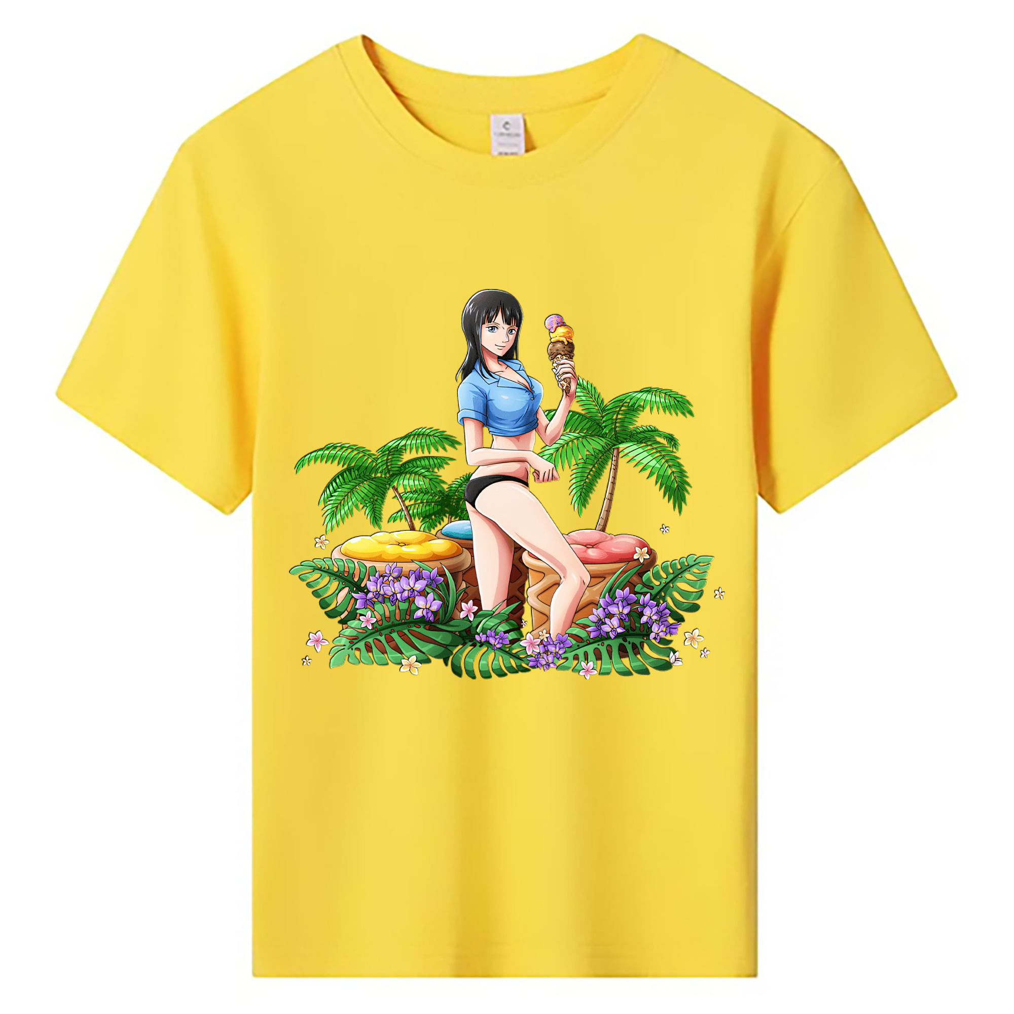 （画像用） ワンピース ニコ・ロビン ONE PIECE Nico Robin 綿100％キッズTシャツ（フロントプリント）