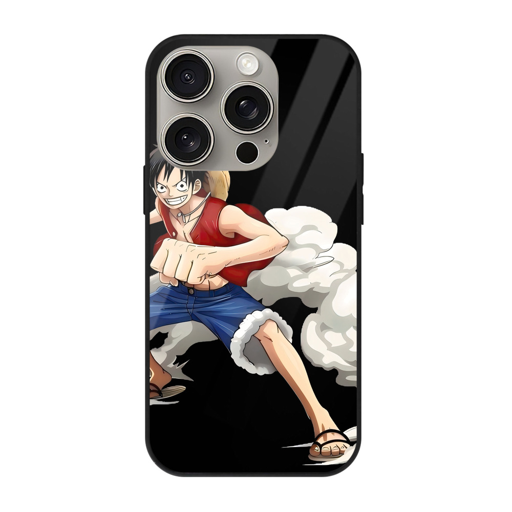 （画像用） ワンピース モンキー・D・ルフィ ONE PIECE Monkey D. Luffy 【iPhone15Pro対応】スマホケース 耐衝撃＆黄変防止 背面ガラス