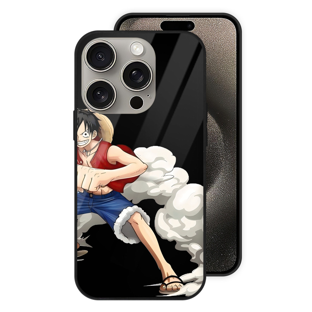 （画像用） ワンピース モンキー・D・ルフィ ONE PIECE Monkey D. Luffy 【iPhone15Pro対応】スマホケース 耐衝撃＆黄変防止 背面ガラス
