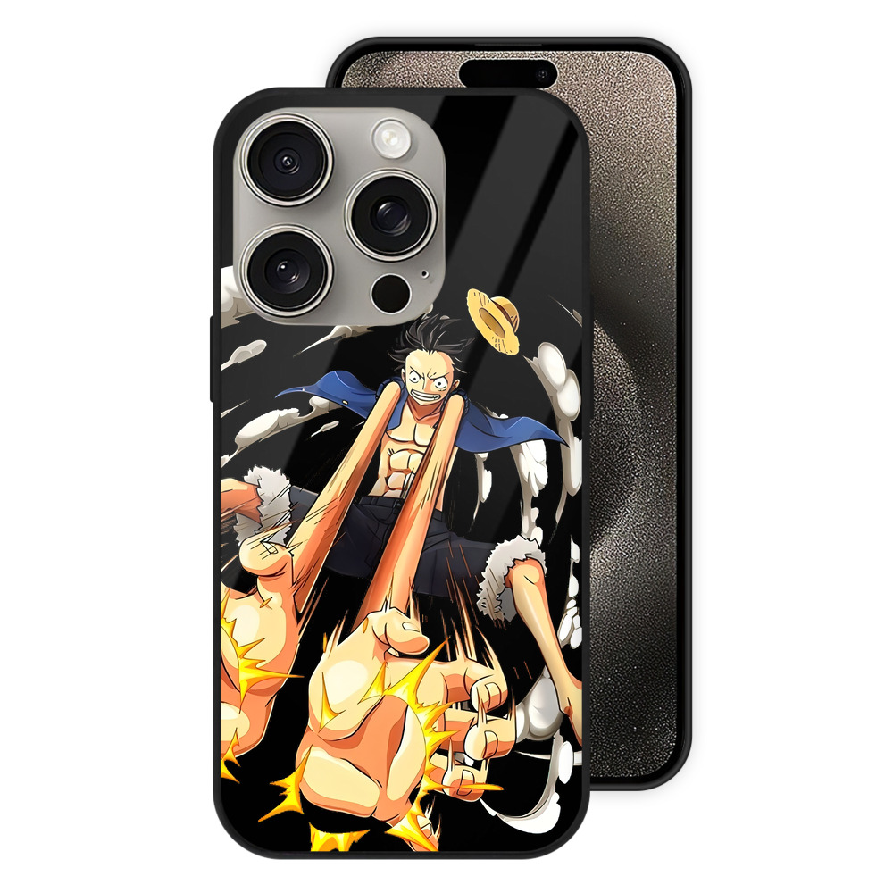 （画像用） ワンピース モンキー・D・ルフィ ONE PIECE Monkey D. Luffy 【iPhone15Pro対応】スマホケース 耐衝撃＆黄変防止 背面ガラス