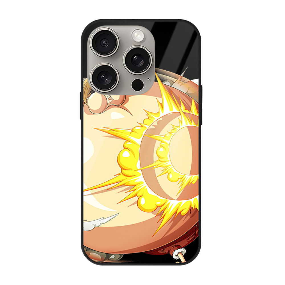 （画像用） ワンピース モンキー・D・ルフィ ONE PIECE Monkey D. Luffy 【iPhone15Pro対応】スマホケース 耐衝撃＆黄変防止 背面ガラス
