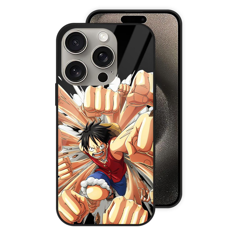 （画像用） ワンピース モンキー・D・ルフィ ONE PIECE Monkey D. Luffy 【iPhone15Pro対応】スマホケース 耐衝撃＆黄変防止 背面ガラス
