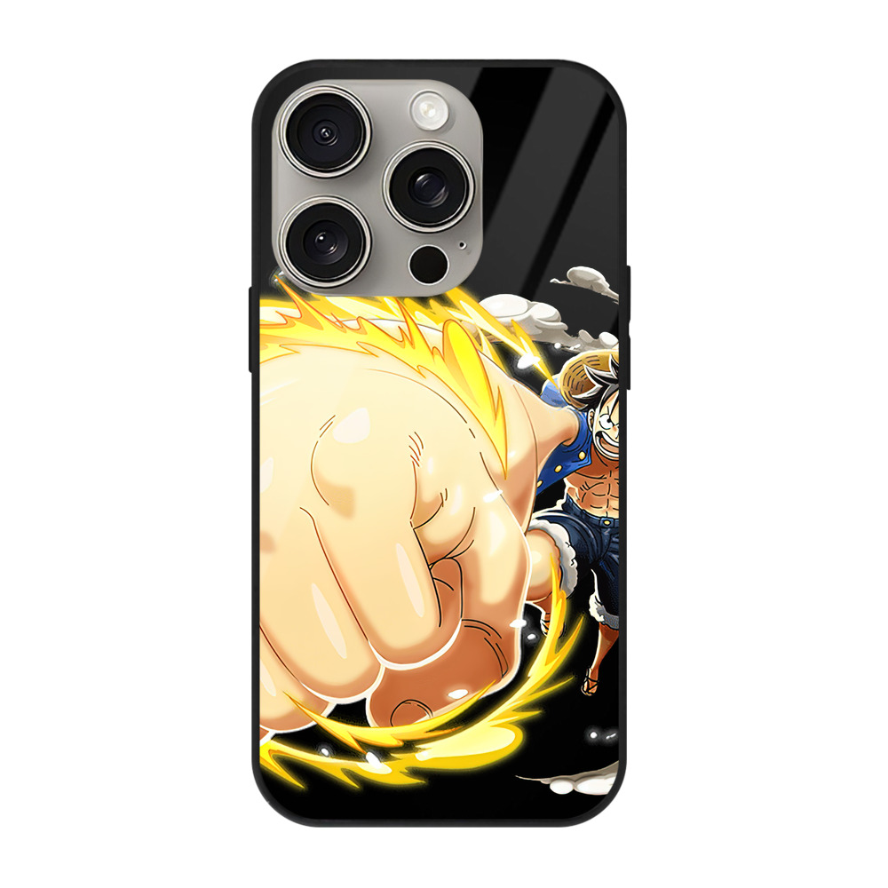 （画像用） ワンピース モンキー・D・ルフィ ONE PIECE Monkey D. Luffy 【iPhone15Pro対応】スマホケース 耐衝撃＆黄変防止 背面ガラス