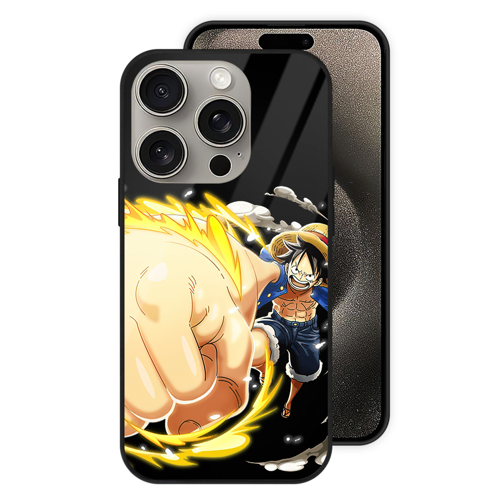 （画像用） ワンピース モンキー・D・ルフィ ONE PIECE Monkey D. Luffy 【iPhone15Pro対応】スマホケース 耐衝撃＆黄変防止 背面ガラス
