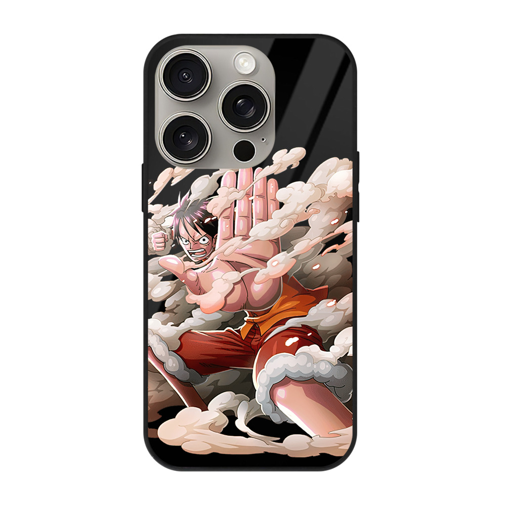 （画像用） ワンピース モンキー・D・ルフィ ONE PIECE Monkey D. Luffy 【iPhone15Pro対応】スマホケース 耐衝撃＆黄変防止 背面ガラス