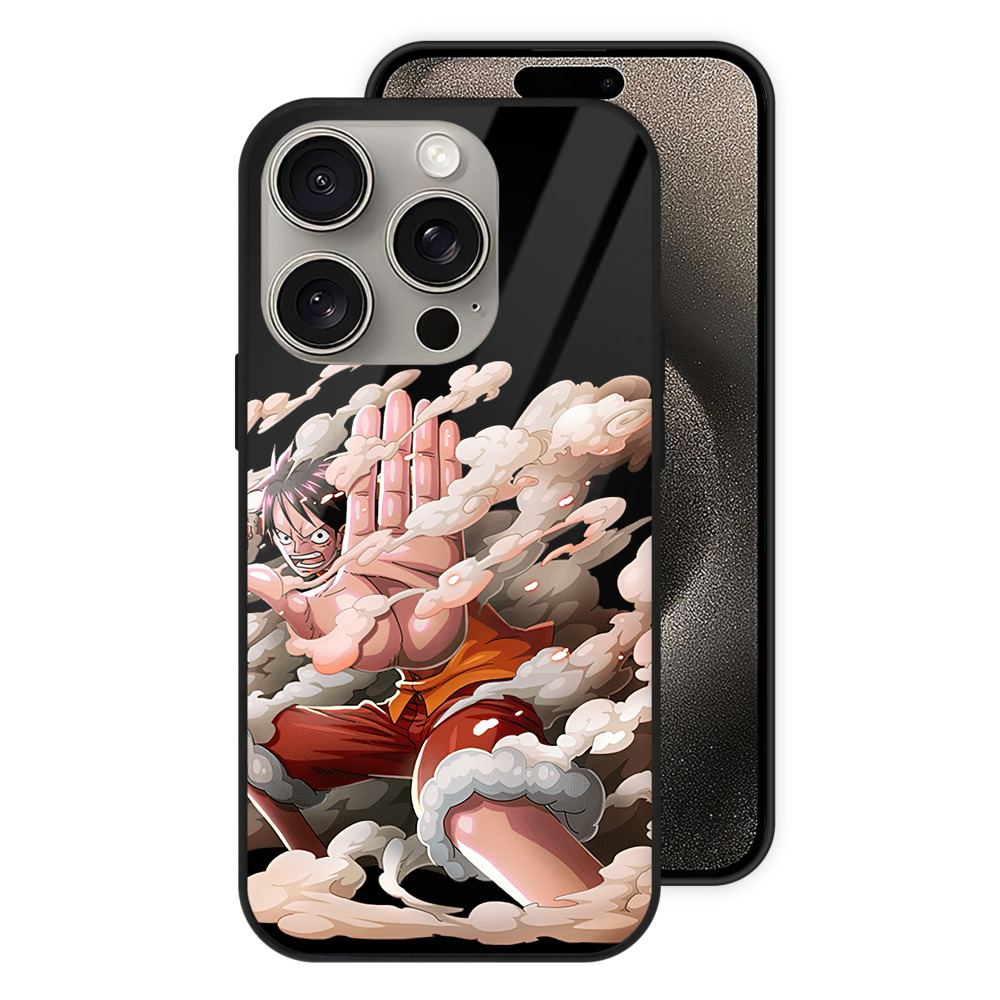 （画像用） ワンピース モンキー・D・ルフィ ONE PIECE Monkey D. Luffy 【iPhone15Pro対応】スマホケース 耐衝撃＆黄変防止 背面ガラス