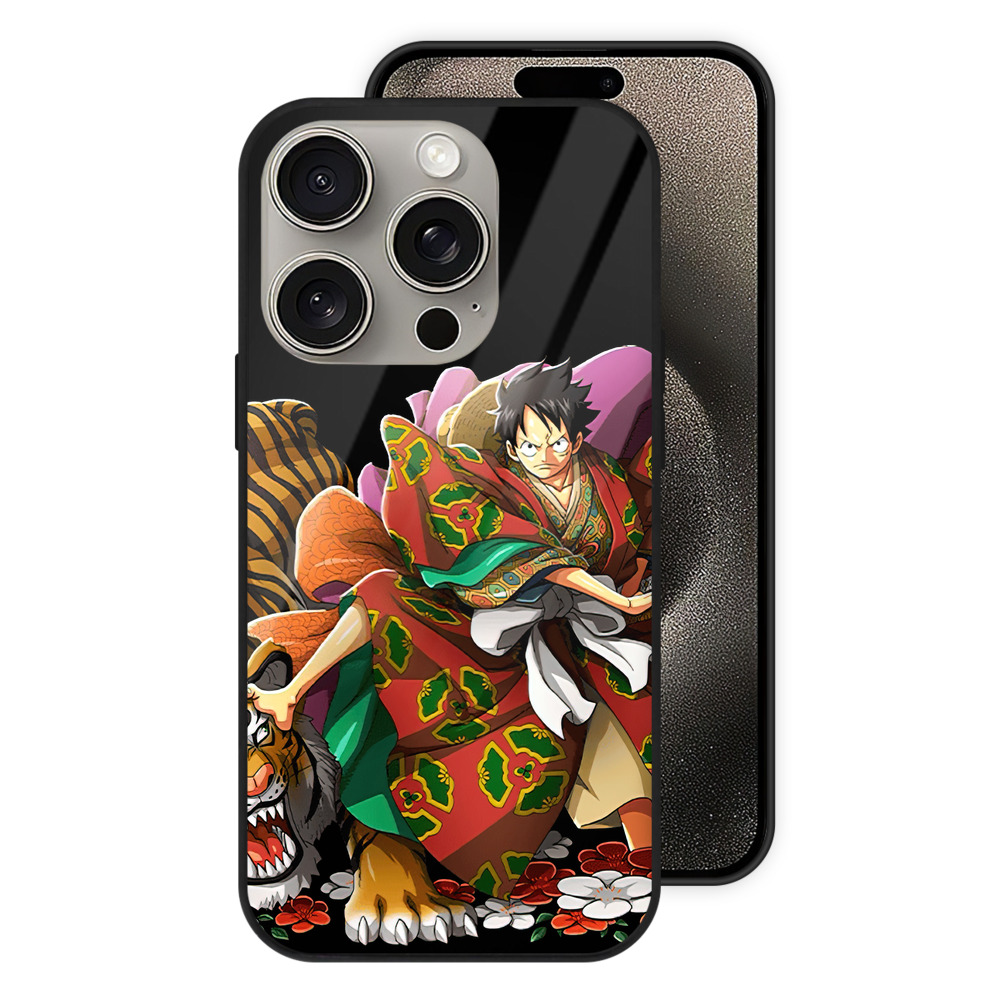 （画像用） ワンピース モンキー・D・ルフィ ONE PIECE Monkey D. Luffy 【iPhone15Pro対応】スマホケース 耐衝撃＆黄変防止 背面ガラス