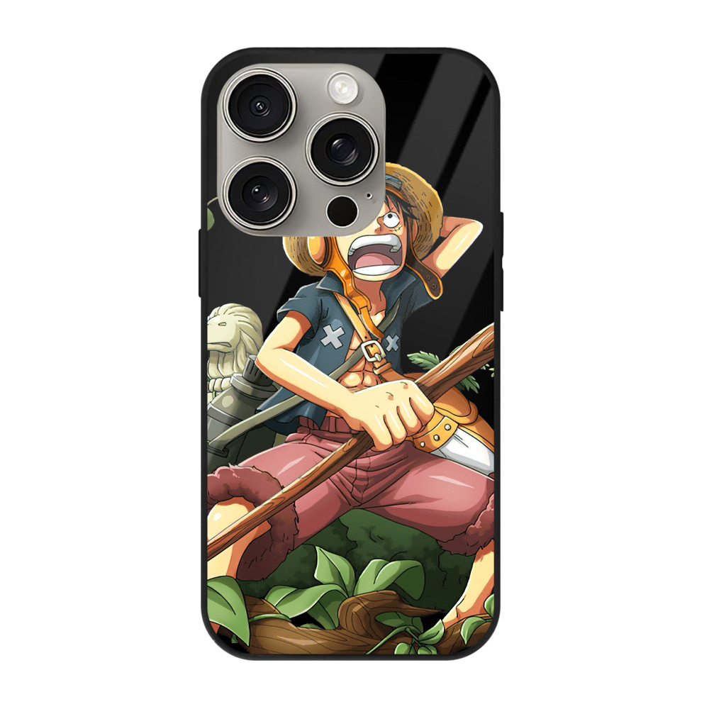 （画像用） ワンピース モンキー・D・ルフィ ONE PIECE Monkey D. Luffy 【iPhone15Pro対応】スマホケース 耐衝撃＆黄変防止 背面ガラス