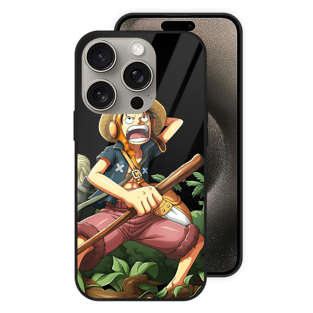 （画像用） ワンピース モンキー・D・ルフィ ONE PIECE Monkey D. Luffy 【iPhone15Pro対応】スマホケース 耐衝撃＆黄変防止 背面ガラス