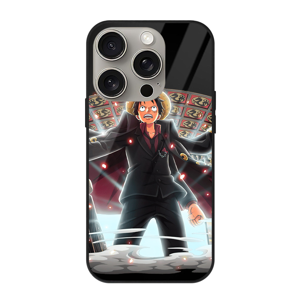 （画像用） ワンピース モンキー・D・ルフィ ONE PIECE Monkey D. Luffy 【iPhone15Pro対応】スマホケース 耐衝撃＆黄変防止 背面ガラス