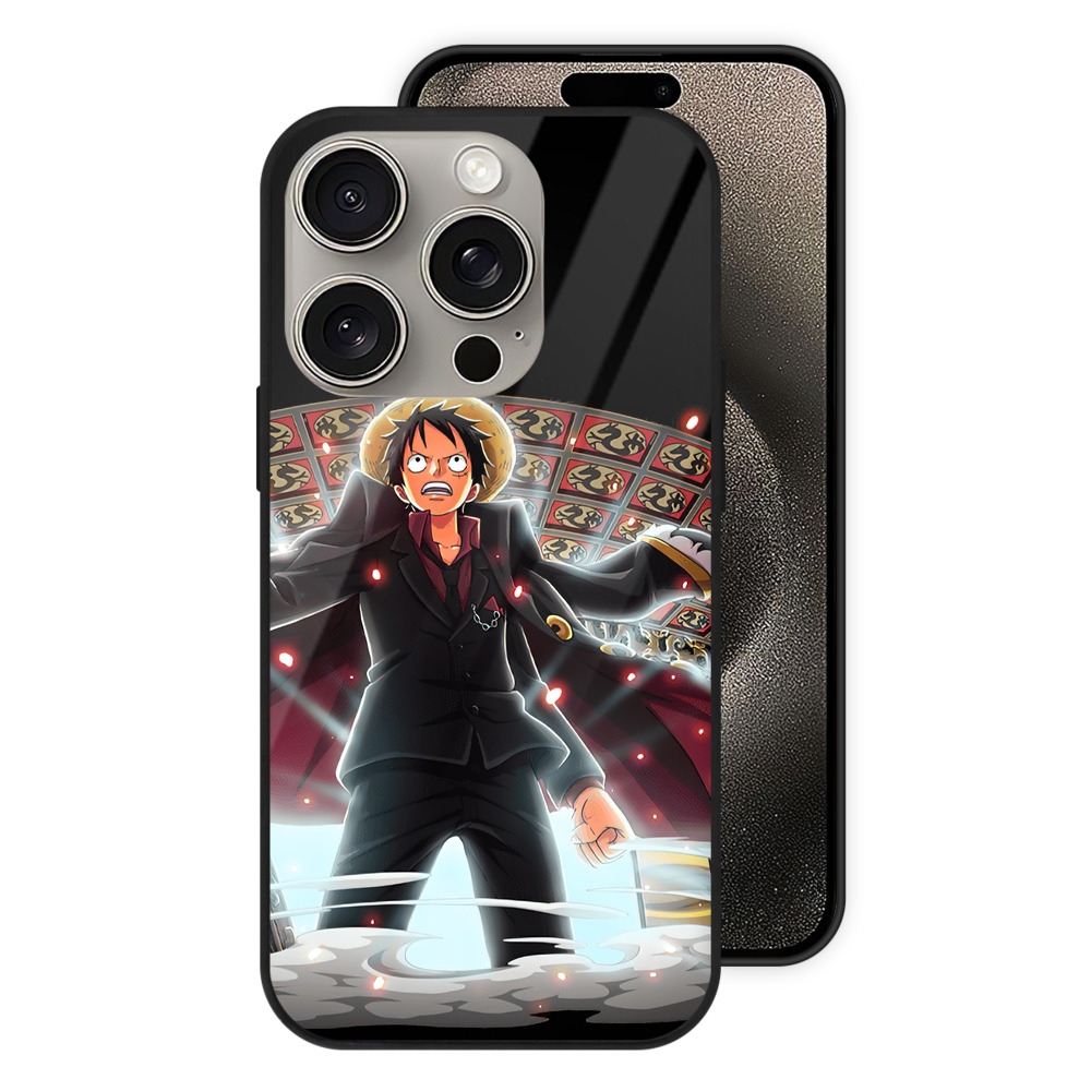 （画像用） ワンピース モンキー・D・ルフィ ONE PIECE Monkey D. Luffy 【iPhone15Pro対応】スマホケース 耐衝撃＆黄変防止 背面ガラス