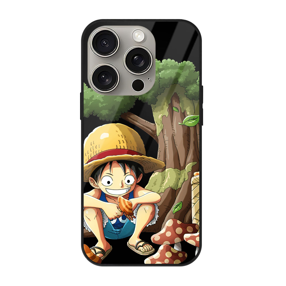 （画像用） ワンピース モンキー・D・ルフィ ONE PIECE Monkey D. Luffy 【iPhone15Pro対応】スマホケース 耐衝撃＆黄変防止 背面ガラス