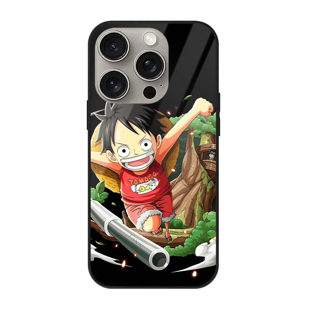 （画像用） ワンピース モンキー・D・ルフィ ONE PIECE Monkey D. Luffy 【iPhone15Pro対応】スマホケース 耐衝撃＆黄変防止 背面ガラス