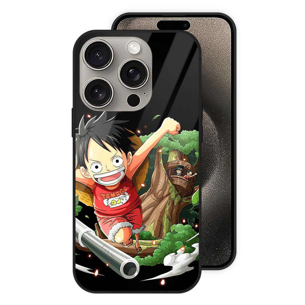 （画像用） ワンピース モンキー・D・ルフィ ONE PIECE Monkey D. Luffy 【iPhone15Pro対応】スマホケース 耐衝撃＆黄変防止 背面ガラス