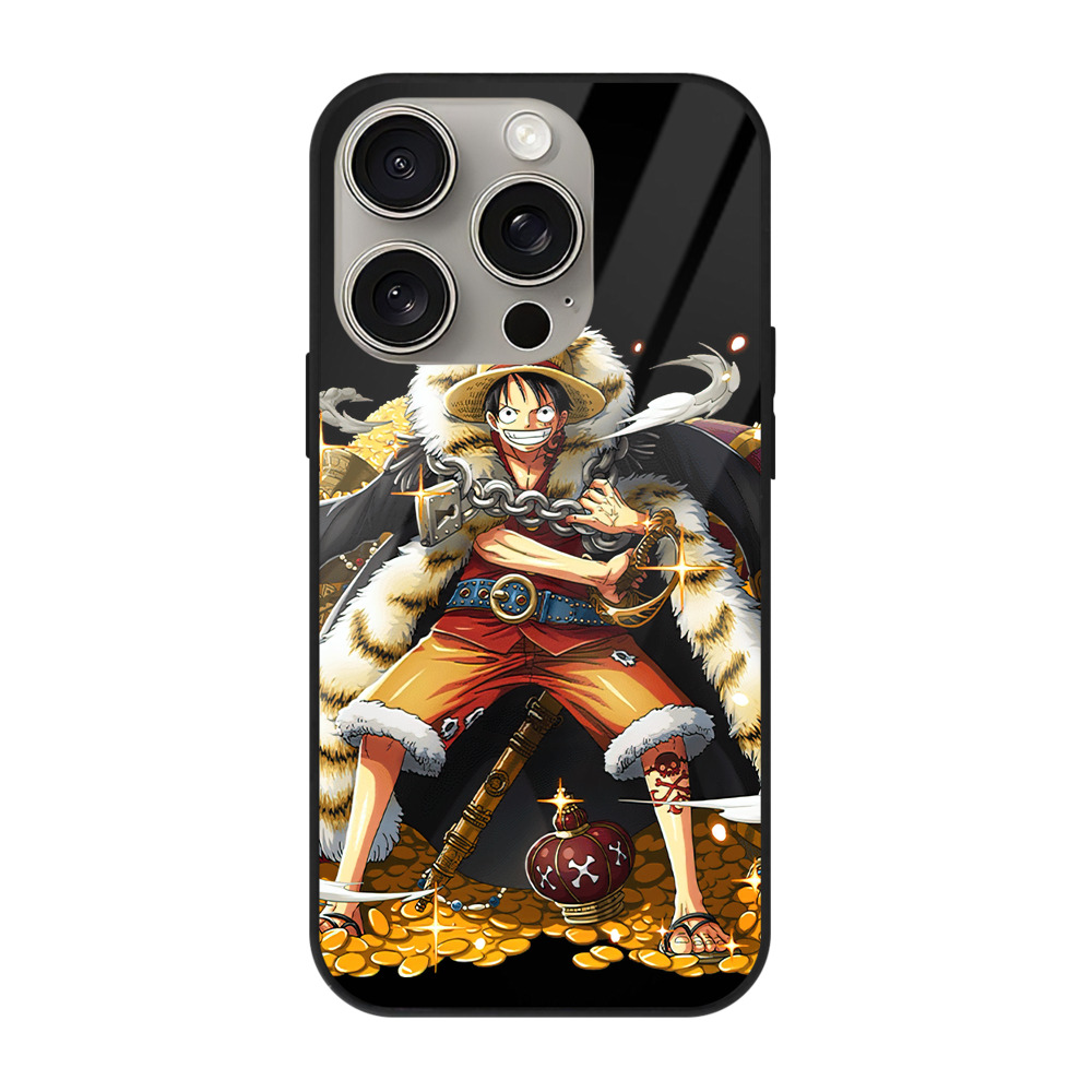 （画像用） ワンピース モンキー・D・ルフィ ONE PIECE Monkey D. Luffy 【iPhone15Pro対応】スマホケース 耐衝撃＆黄変防止 背面ガラス
