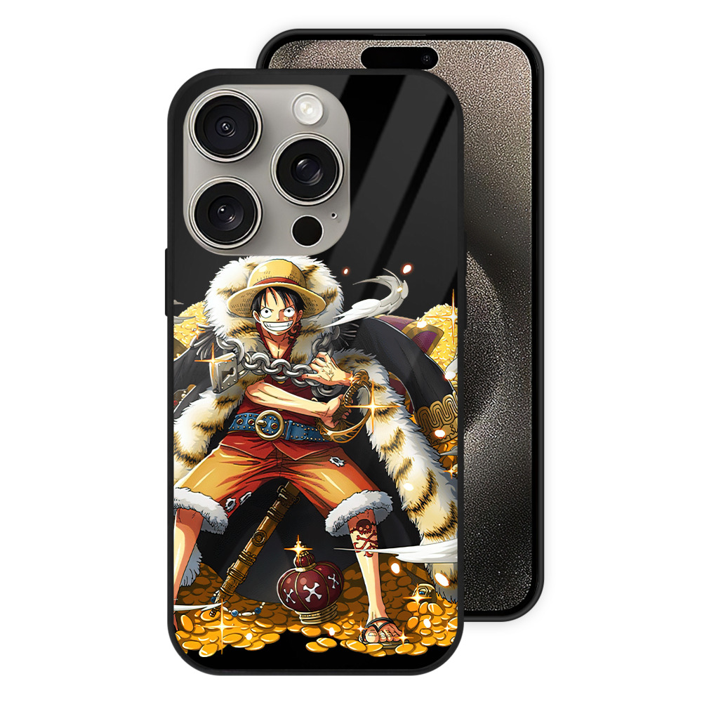 （画像用） ワンピース モンキー・D・ルフィ ONE PIECE Monkey D. Luffy 【iPhone15Pro対応】スマホケース 耐衝撃＆黄変防止 背面ガラス