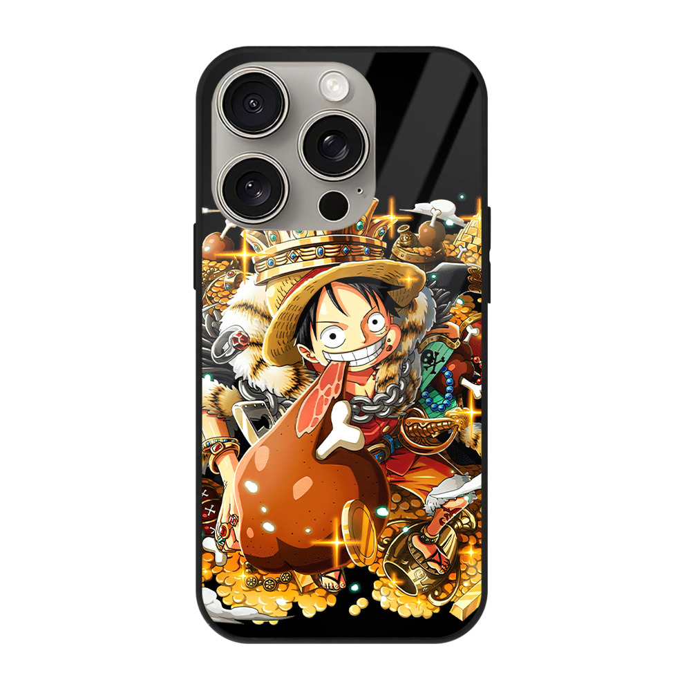 （画像用） ワンピース モンキー・D・ルフィ ONE PIECE Monkey D. Luffy 【iPhone15Pro対応】スマホケース 耐衝撃＆黄変防止 背面ガラス