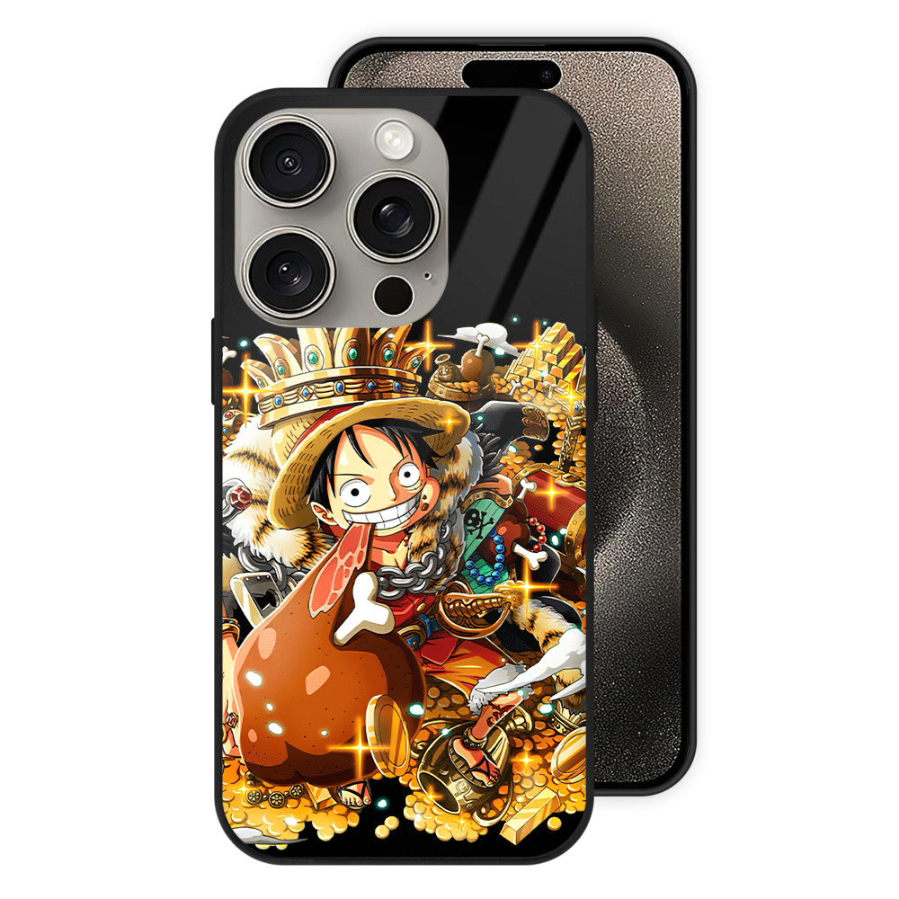 （画像用） ワンピース モンキー・D・ルフィ ONE PIECE Monkey D. Luffy 【iPhone15Pro対応】スマホケース 耐衝撃＆黄変防止 背面ガラス