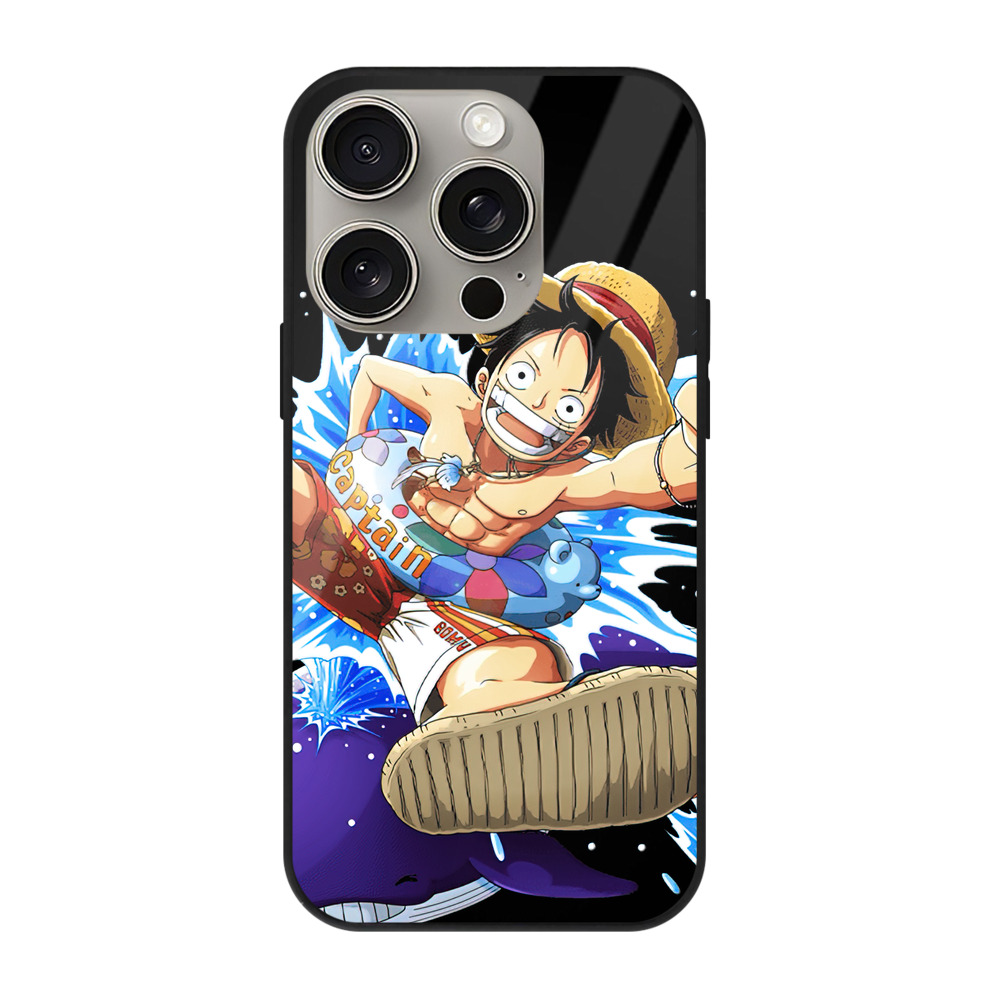（画像用） ワンピース モンキー・D・ルフィ ONE PIECE Monkey D. Luffy 【iPhone15Pro対応】スマホケース 耐衝撃＆黄変防止 背面ガラス