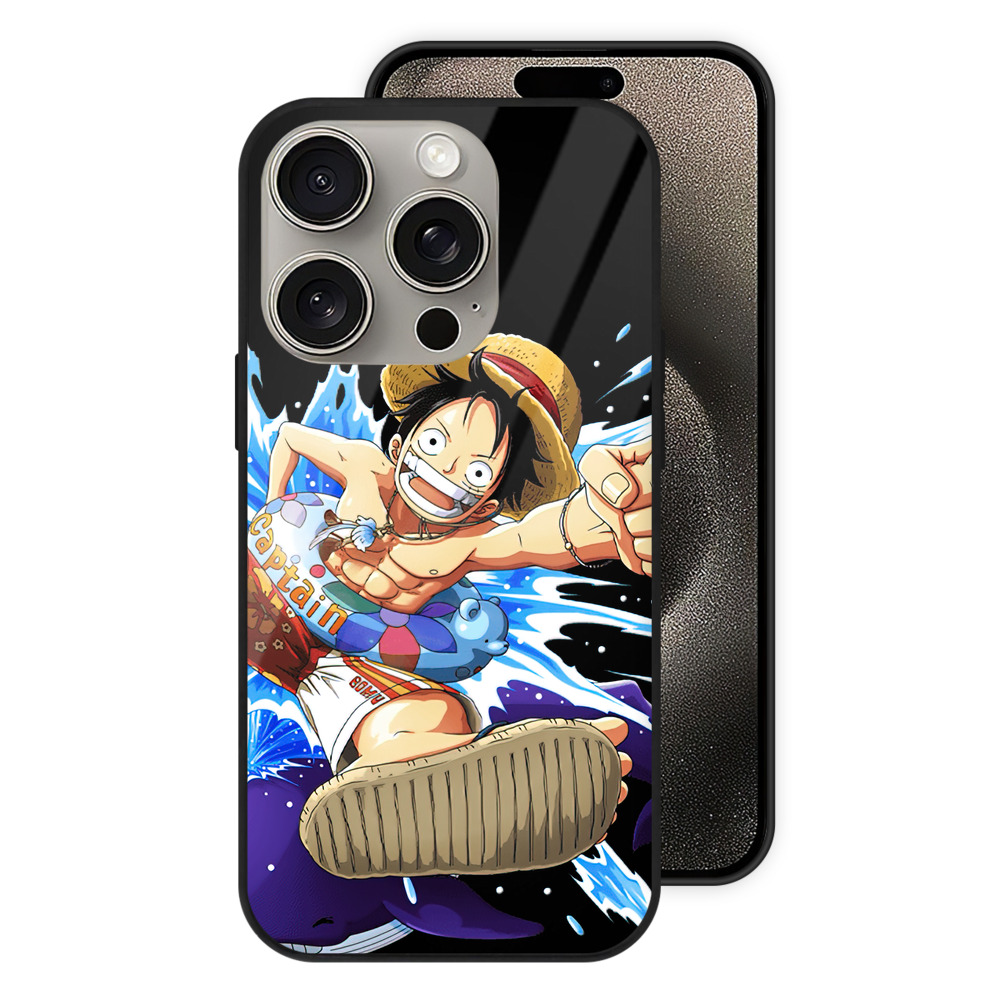 （画像用） ワンピース モンキー・D・ルフィ ONE PIECE Monkey D. Luffy 【iPhone15Pro対応】スマホケース 耐衝撃＆黄変防止 背面ガラス