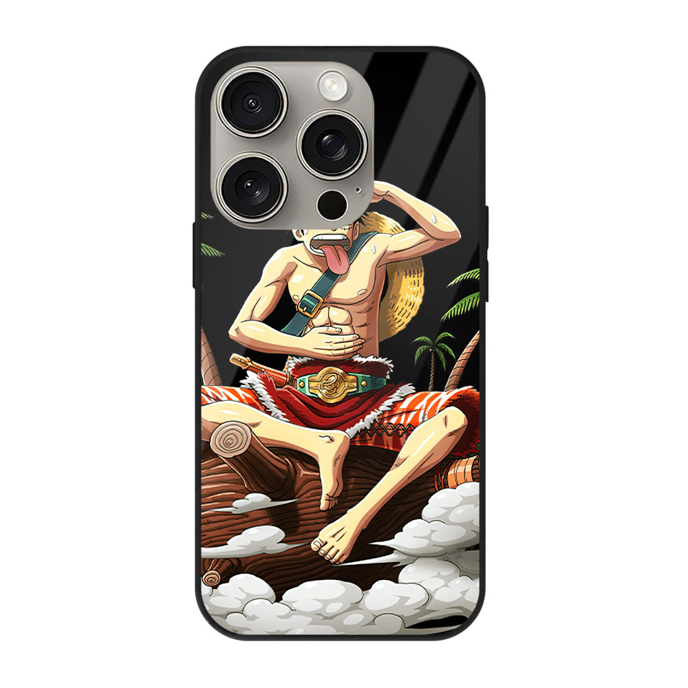 （画像用） ワンピース モンキー・D・ルフィ ONE PIECE Monkey D. Luffy 【iPhone15Pro対応】スマホケース 耐衝撃＆黄変防止 背面ガラス