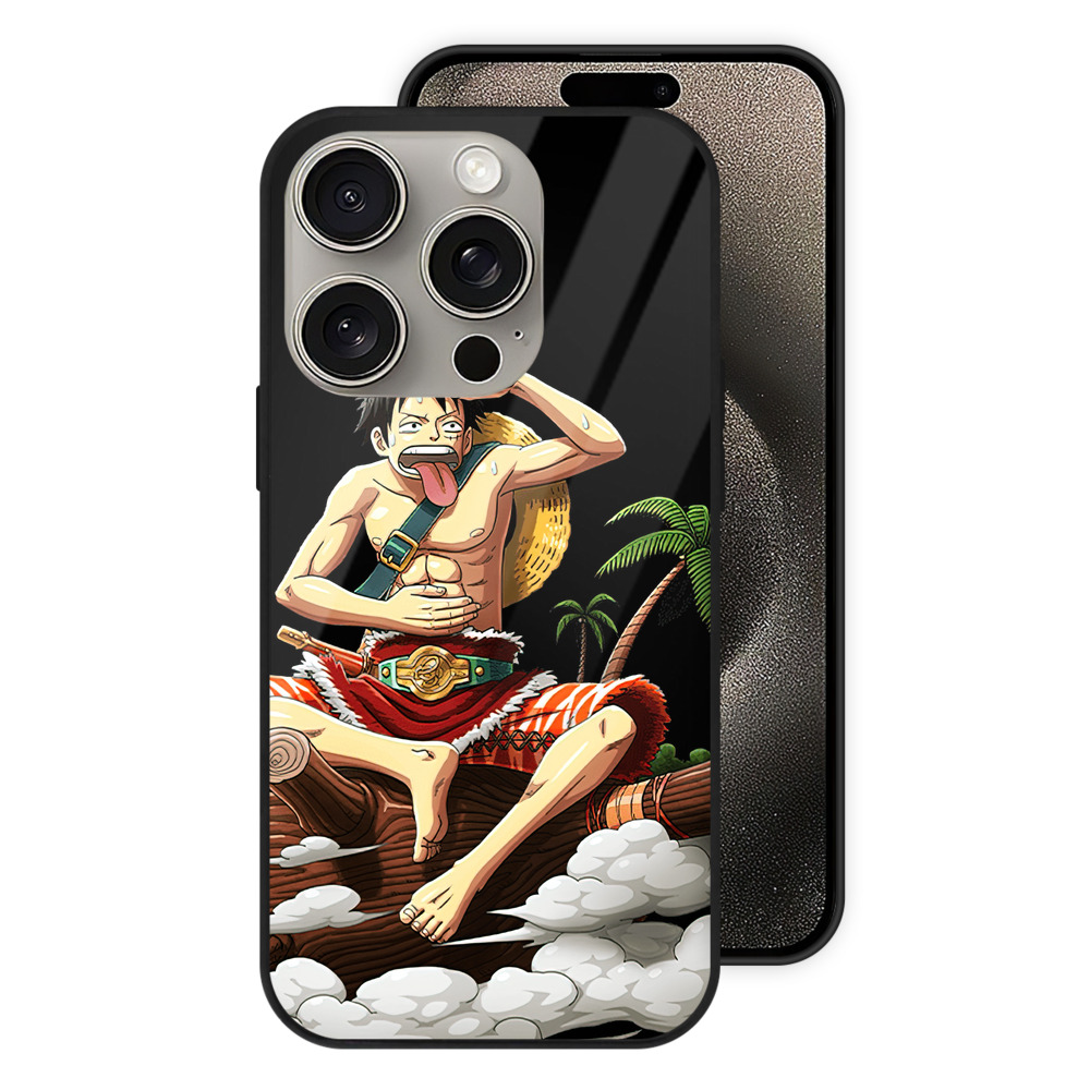 （画像用） ワンピース モンキー・D・ルフィ ONE PIECE Monkey D. Luffy 【iPhone15Pro対応】スマホケース 耐衝撃＆黄変防止 背面ガラス