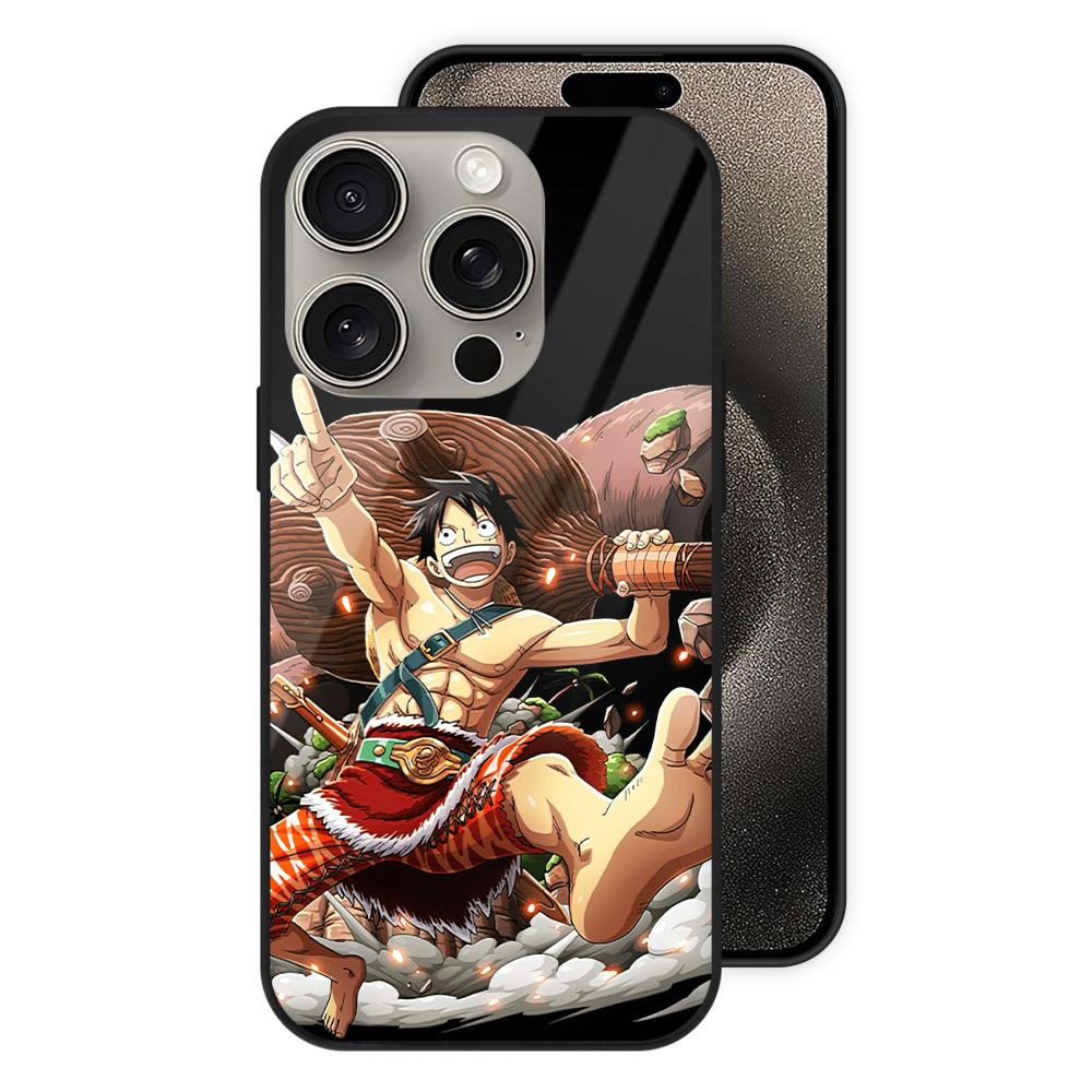 （画像用） ワンピース モンキー・D・ルフィ ONE PIECE Monkey D. Luffy 【iPhone15Pro対応】スマホケース 耐衝撃＆黄変防止 背面ガラス