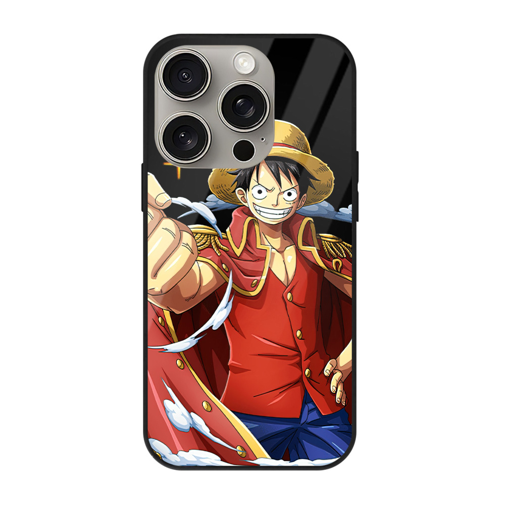 （画像用） ワンピース モンキー・D・ルフィ ONE PIECE Monkey D. Luffy 【iPhone15Pro対応】スマホケース 耐衝撃＆黄変防止 背面ガラス