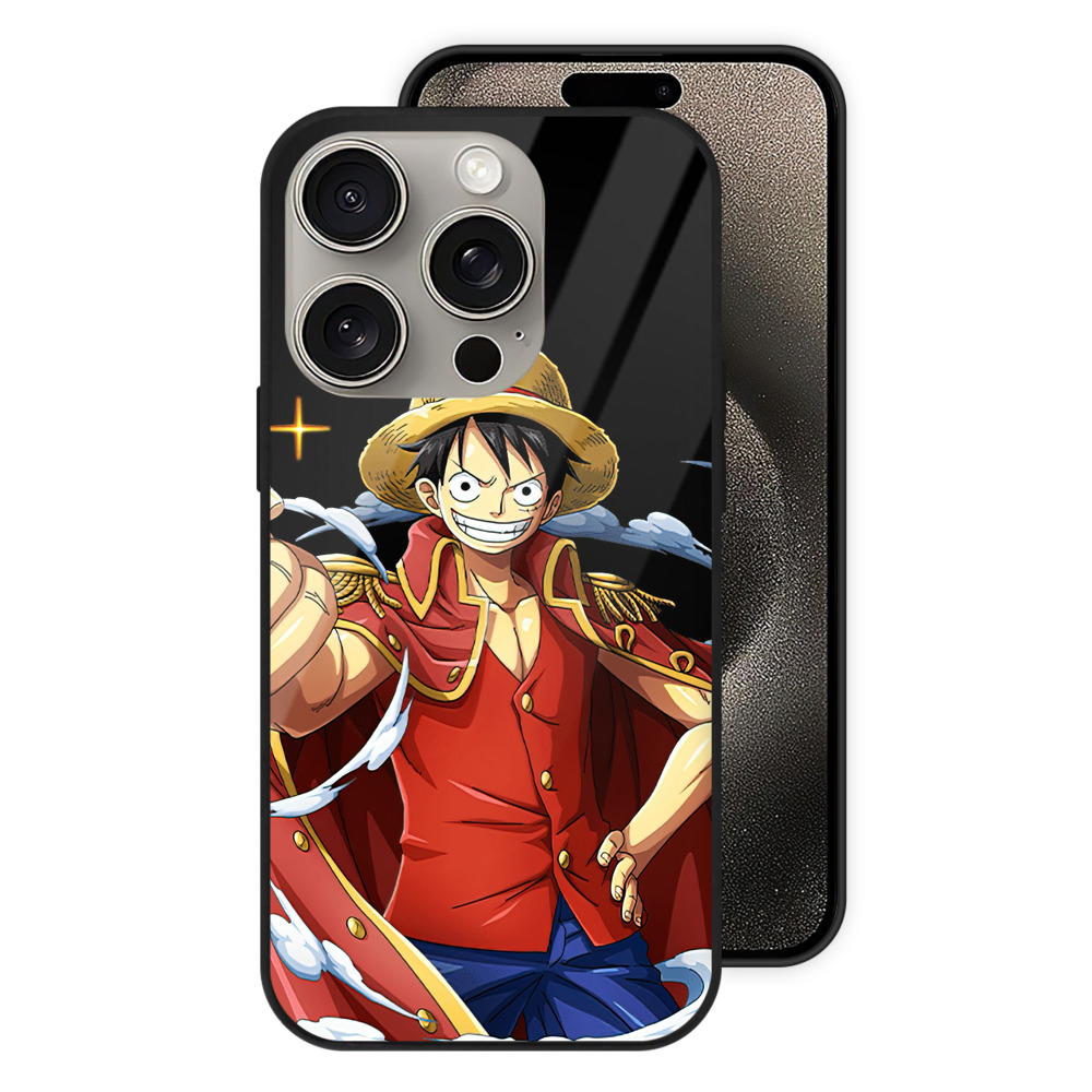 （画像用） ワンピース モンキー・D・ルフィ ONE PIECE Monkey D. Luffy 【iPhone15Pro対応】スマホケース 耐衝撃＆黄変防止 背面ガラス