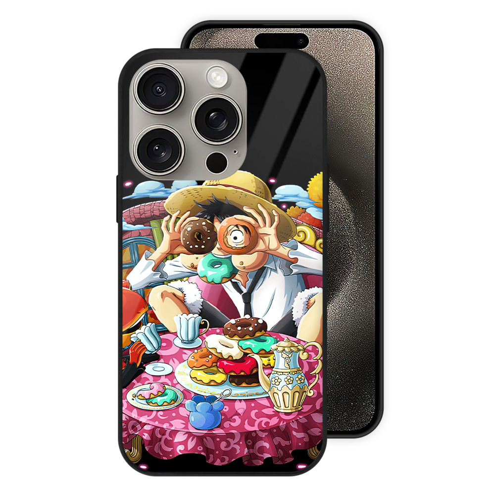 （画像用） ワンピース モンキー・D・ルフィ ONE PIECE Monkey D. Luffy 【iPhone15Pro対応】スマホケース 耐衝撃＆黄変防止 背面ガラス