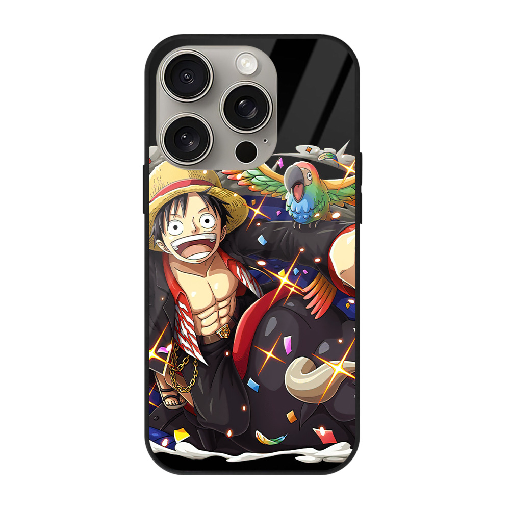 （画像用） ワンピース モンキー・D・ルフィ ONE PIECE Monkey D. Luffy 【iPhone15Pro対応】スマホケース 耐衝撃＆黄変防止 背面ガラス