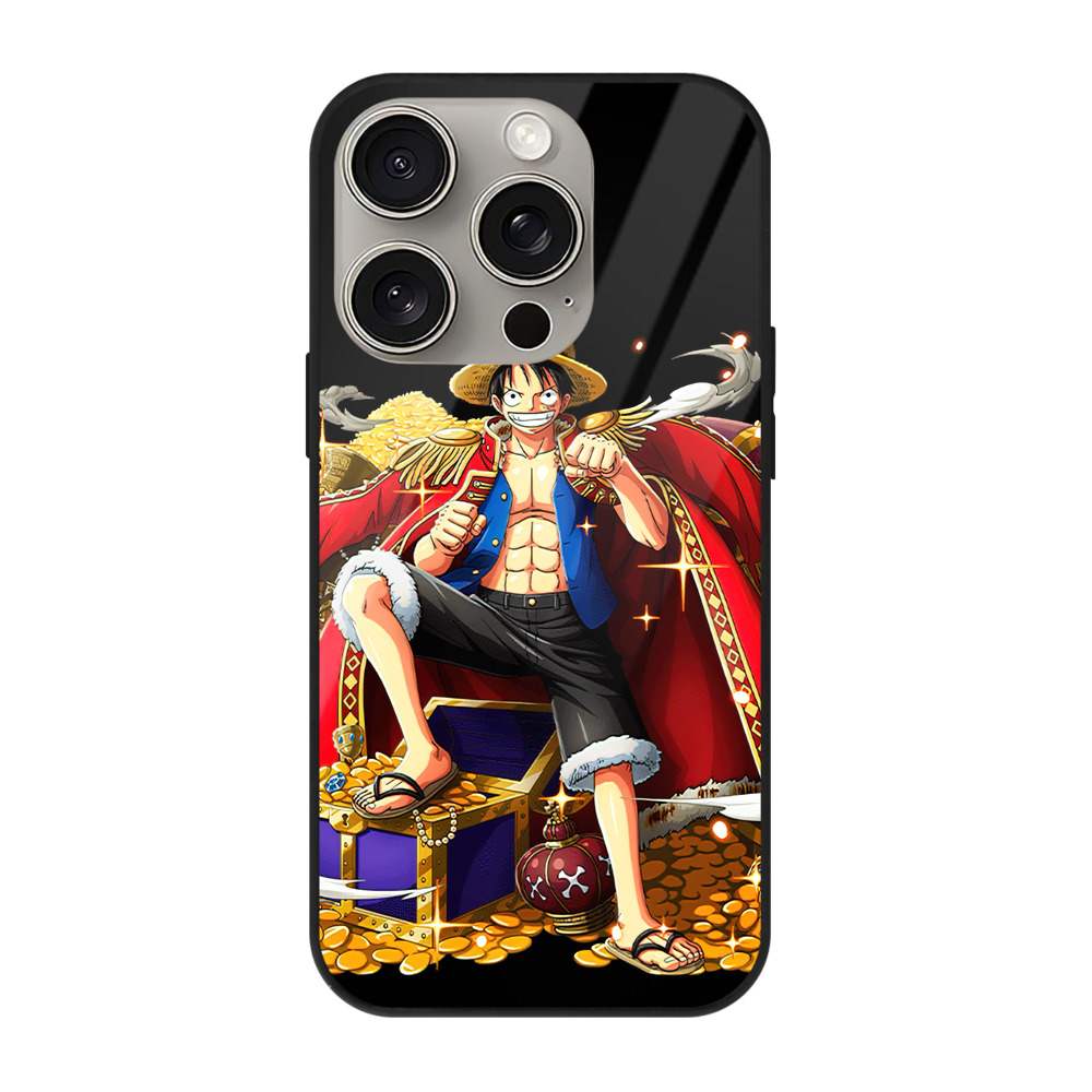 （画像用） ワンピース モンキー・D・ルフィ ONE PIECE Monkey D. Luffy 【iPhone15Pro対応】スマホケース 耐衝撃＆黄変防止 背面ガラス