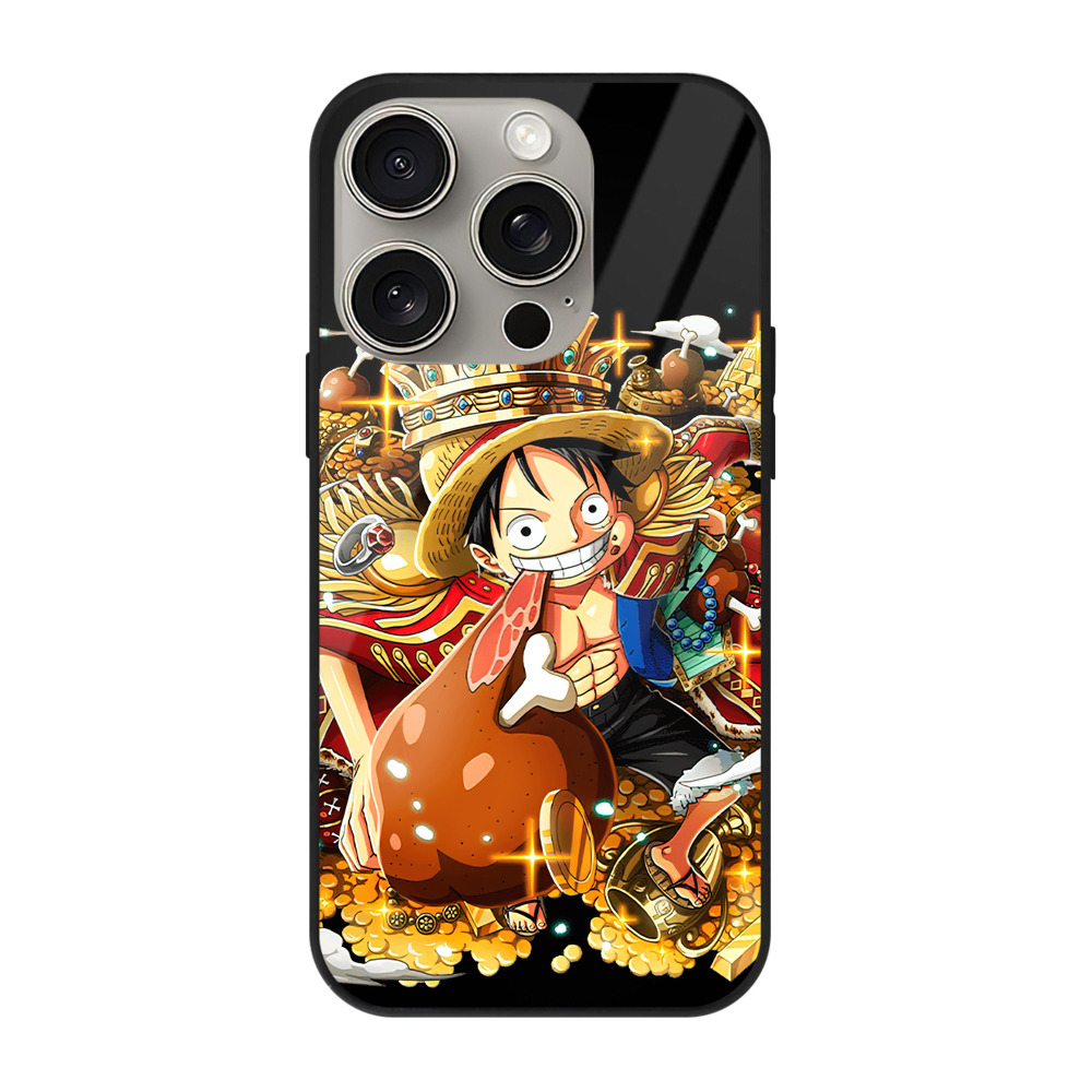 （画像用） ワンピース モンキー・D・ルフィ ONE PIECE Monkey D. Luffy 【iPhone15Pro対応】スマホケース 耐衝撃＆黄変防止 背面ガラス