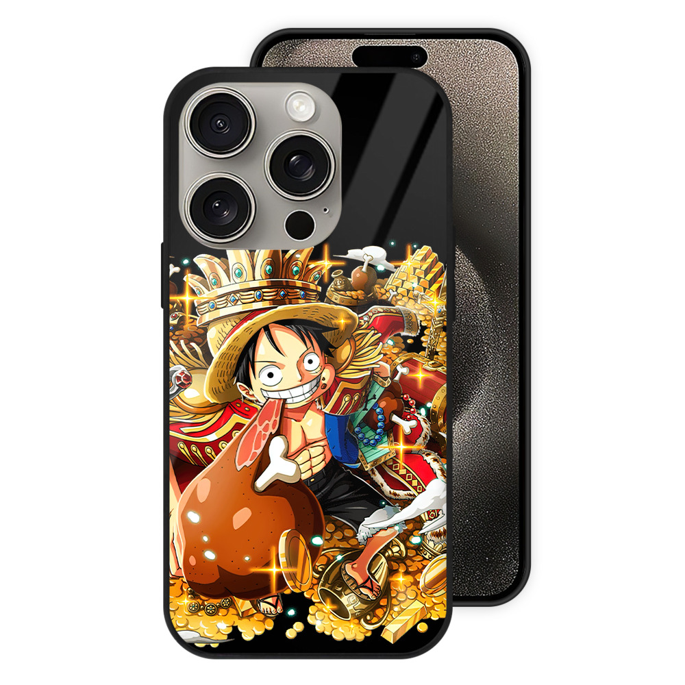 （画像用） ワンピース モンキー・D・ルフィ ONE PIECE Monkey D. Luffy 【iPhone15Pro対応】スマホケース 耐衝撃＆黄変防止 背面ガラス