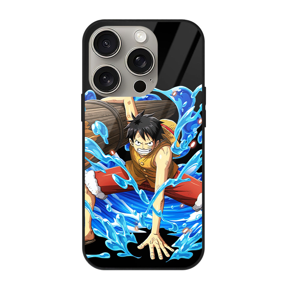 （画像用） ワンピース モンキー・D・ルフィ ONE PIECE Monkey D. Luffy 【iPhone15Pro対応】スマホケース 耐衝撃＆黄変防止 背面ガラス