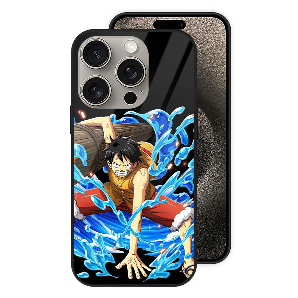 （画像用） ワンピース モンキー・D・ルフィ ONE PIECE Monkey D. Luffy 【iPhone15Pro対応】スマホケース 耐衝撃＆黄変防止 背面ガラス