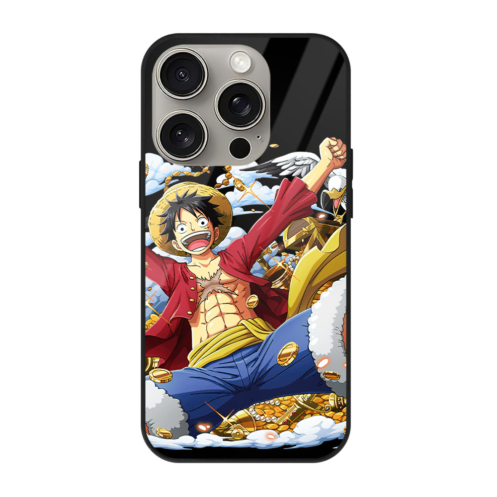 （画像用） ワンピース モンキー・D・ルフィ ONE PIECE Monkey D. Luffy 【iPhone15Pro対応】スマホケース 耐衝撃＆黄変防止 背面ガラス