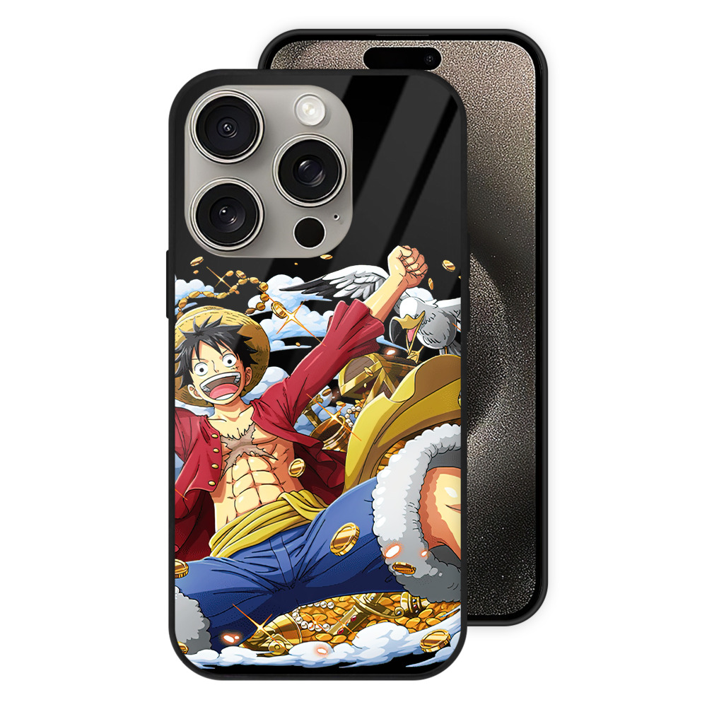 （画像用） ワンピース モンキー・D・ルフィ ONE PIECE Monkey D. Luffy 【iPhone15Pro対応】スマホケース 耐衝撃＆黄変防止 背面ガラス