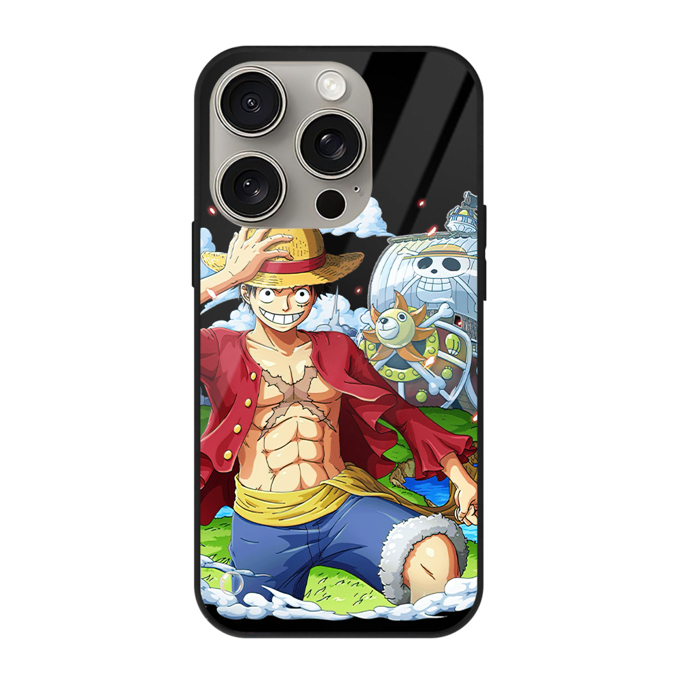 （画像用） ワンピース モンキー・D・ルフィ ONE PIECE Monkey D. Luffy 【iPhone15Pro対応】スマホケース 耐衝撃＆黄変防止 背面ガラス
