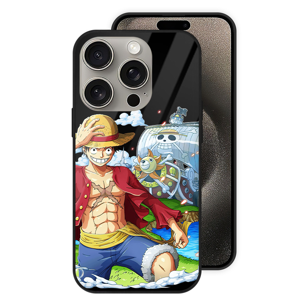 （画像用） ワンピース モンキー・D・ルフィ ONE PIECE Monkey D. Luffy 【iPhone15Pro対応】スマホケース 耐衝撃＆黄変防止 背面ガラス