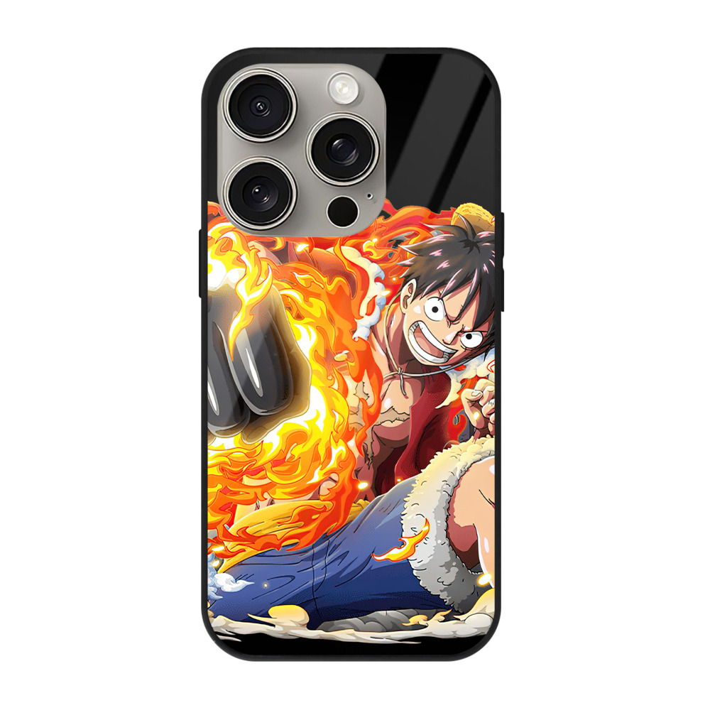 （画像用） ワンピース モンキー・D・ルフィ ONE PIECE Monkey D. Luffy 【iPhone15Pro対応】スマホケース 耐衝撃＆黄変防止 背面ガラス