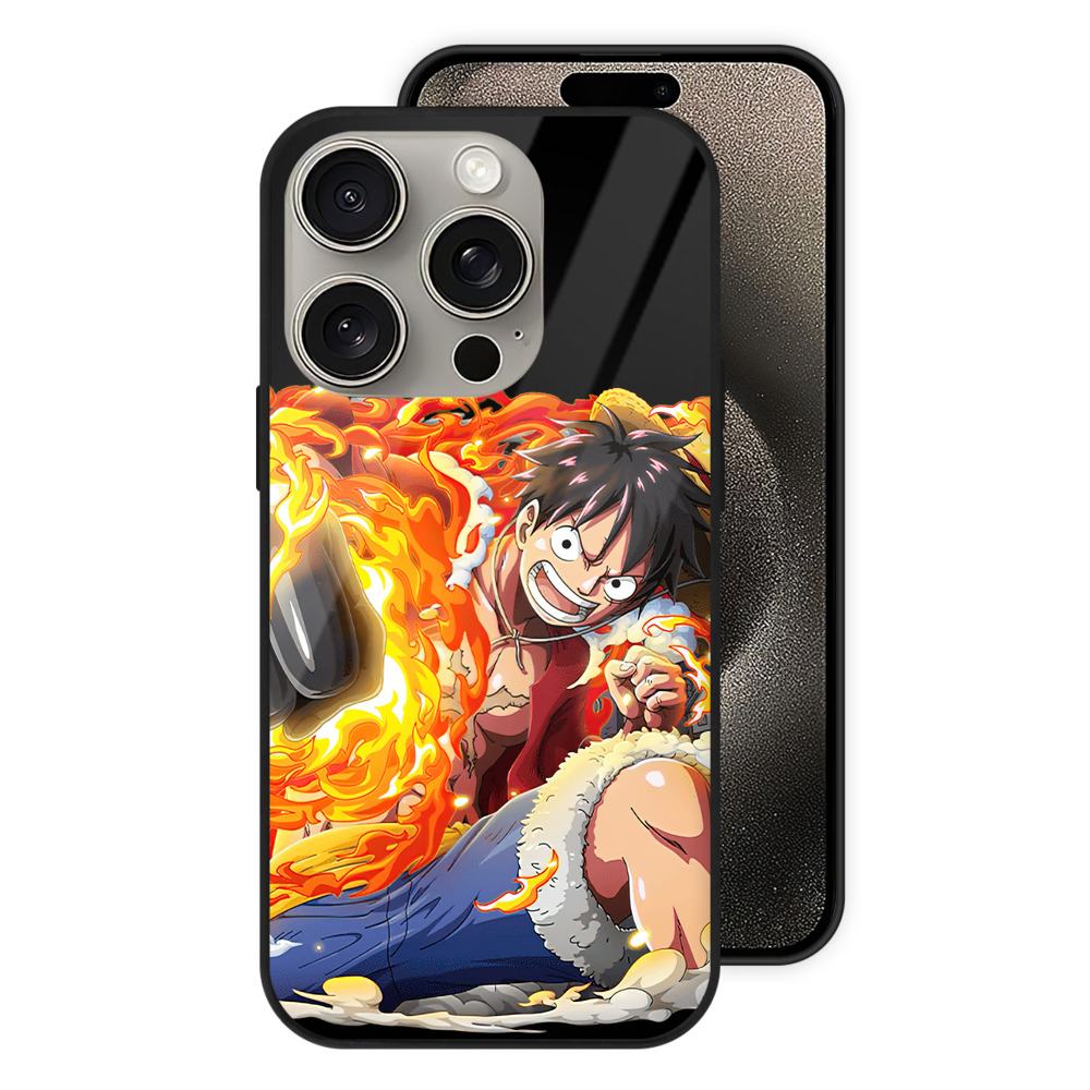 （画像用） ワンピース モンキー・D・ルフィ ONE PIECE Monkey D. Luffy 【iPhone15Pro対応】スマホケース 耐衝撃＆黄変防止 背面ガラス