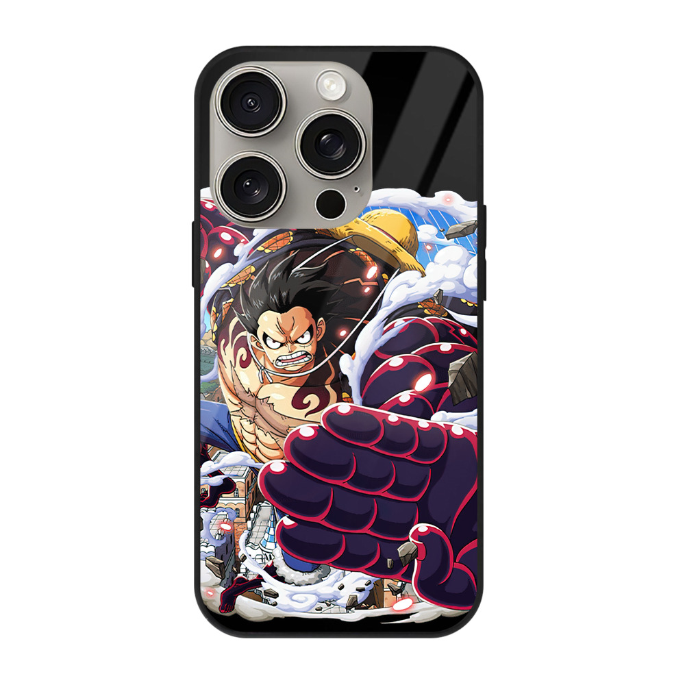 （画像用） ワンピース モンキー・D・ルフィ ONE PIECE Monkey D. Luffy 【iPhone15Pro対応】スマホケース 耐衝撃＆黄変防止 背面ガラス
